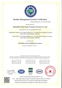 UGPCB ISO 9001:2015 Certification Certificate