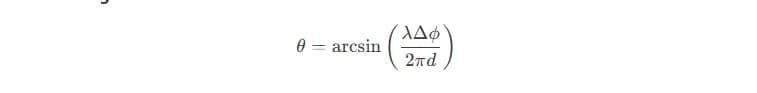 Формула для расчета угла направления луча антенной матрицы